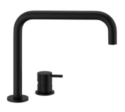 Waterevolution Flow Washbasin mixer with 2 holes and automatic stop & go valve H Black T112HPR