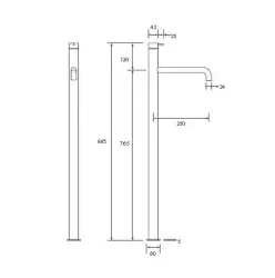 Waterevolution Flow Floor standing bathub mixer Chroom T13401