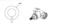 Waterevolution Flow Consealed 3/4 hot water stop valve, 90° Chrome T143BQ3401