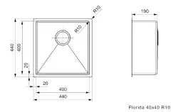 Reginox Florida stainless steel kitchen inset undermount and flush-mounted 40x40 L6412 R26274