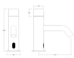 Waterevolution Flow electronic sink faucet, infrared battery operated, matt white T110EBBR