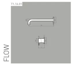 Waterevolution Flow built-in washbasin tap matt black with spout 21cm T116BPR-21