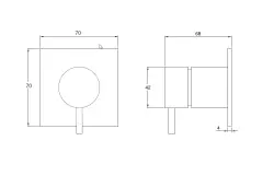 Waterevolution Flow Concealed 2 exits diverter round back plate Black T1482SPR