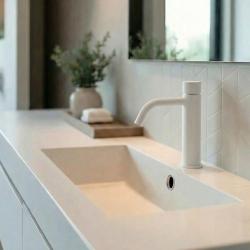 Waterevolution Flow Washbasin tap with automatic stop & go valve White T110TPBR