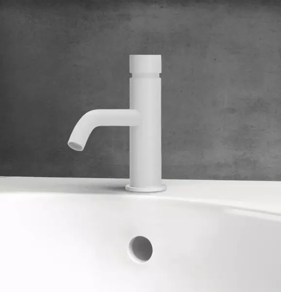 Waterevolution Flow Washbasin tap with automatic stop & go valve White T110TPBR