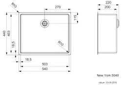 Reginox New York medium stainless steel kitchen sink 50x40 T09T3LLU06GDS R27646