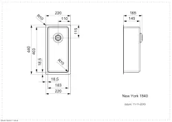 Reginox New York small stainless steel kitchen sink 18x40 T09T1LLU06GDS R27851