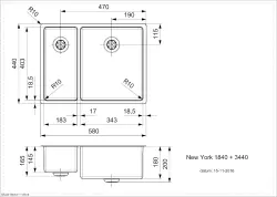 Reginox New York 1.5 stainless steel kitchen sink 18x40 + 34x40 T09T5LLU08GDS R27844