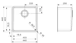 Reginox Kansas 40x40 KG-CC Stainless Steel Kitchen Sink universal B19H2LLU05GDS