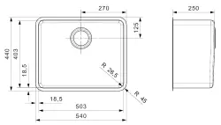 Reginox Kansas 50 x 40 KG-CC Stainless Steel Kitchen Sink universal B19H3LLU05GDS R23518