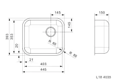 Reginox L18 4035 KG-CC Stainless Steel Kitchen Sink universal B2914LLU05GDM