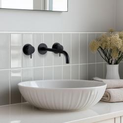 Waterevolution Flow 3-hole built-in sink faucet matte black with spout 25  T1163FPR-25