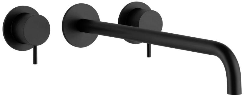 Waterevolution Flow 3-hole Built-in Washbasin Faucet Matte Black with 25 cm Spout T1163FPR-25