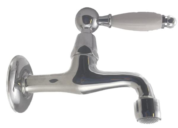 PB Classic wall washbasin tap with white lever cold water chrome 1208853472