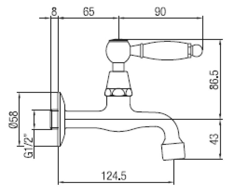 PB Classic wall washbasin tap with white lever cold water stainless steel 1208853532