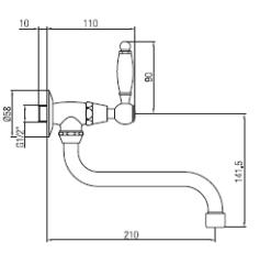 PB classic wall washbasin tap with white lever cold water and long spout chrome 1208853612