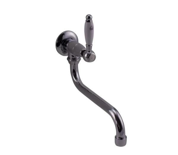 PB classic wall washbasin tap with white lever cold water and long spout chrome 1208853612