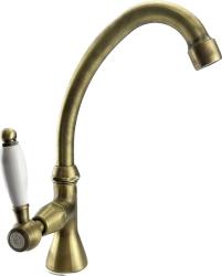 PB classic washbasin tap with white lever cold water with high spout bronze 1208853682