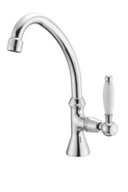 PB classic washbasin tap with white lever cold water with high spout stainless steel 1208853702