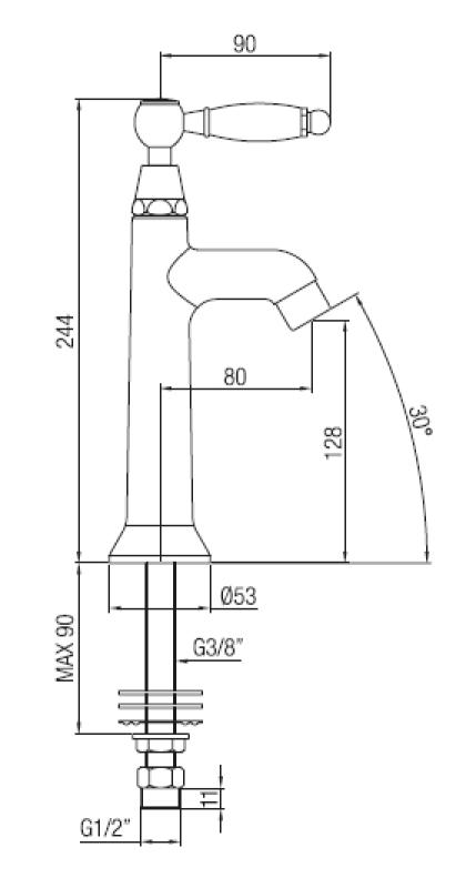 PB Classic washbasin tap with white lever cold water with stainless steel 1208853932