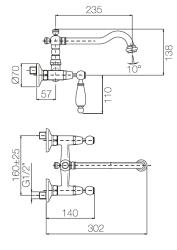 PB classic wall tap White handles Bronze 1208854182