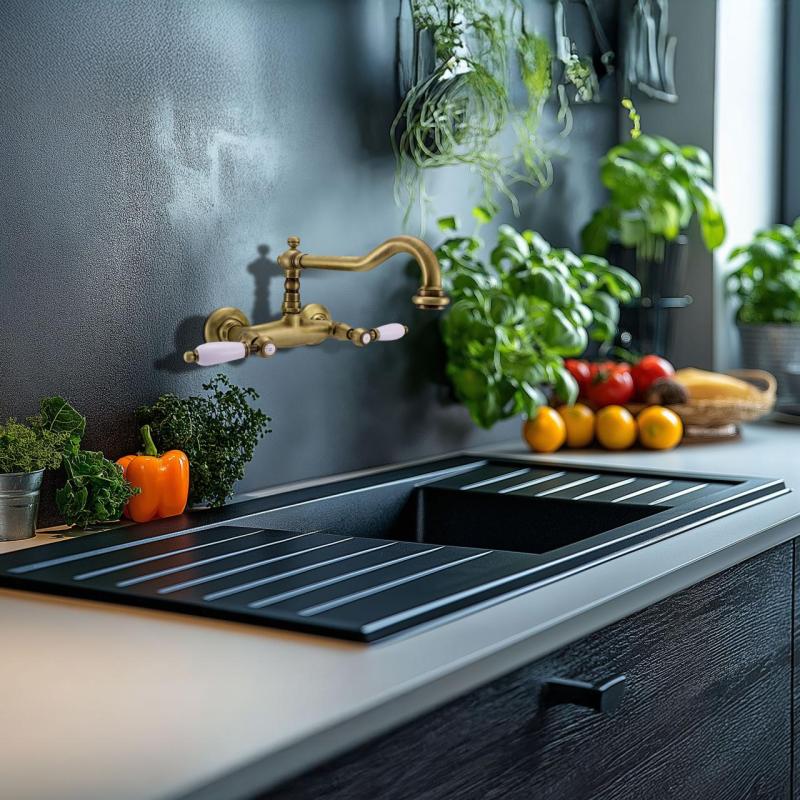 PB classic wall tap White handles Bronze 1208854182