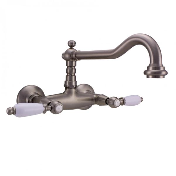 PB classic wall faucet with White handles stainless steel 1208854192