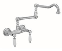 PB classic wall faucet with White handles and Extra long swivel spout Chrome 1208854232