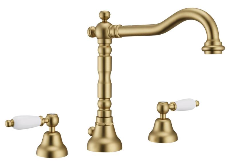 PB classic tap 3 hole sink faucet White levers Bronze 1208854272