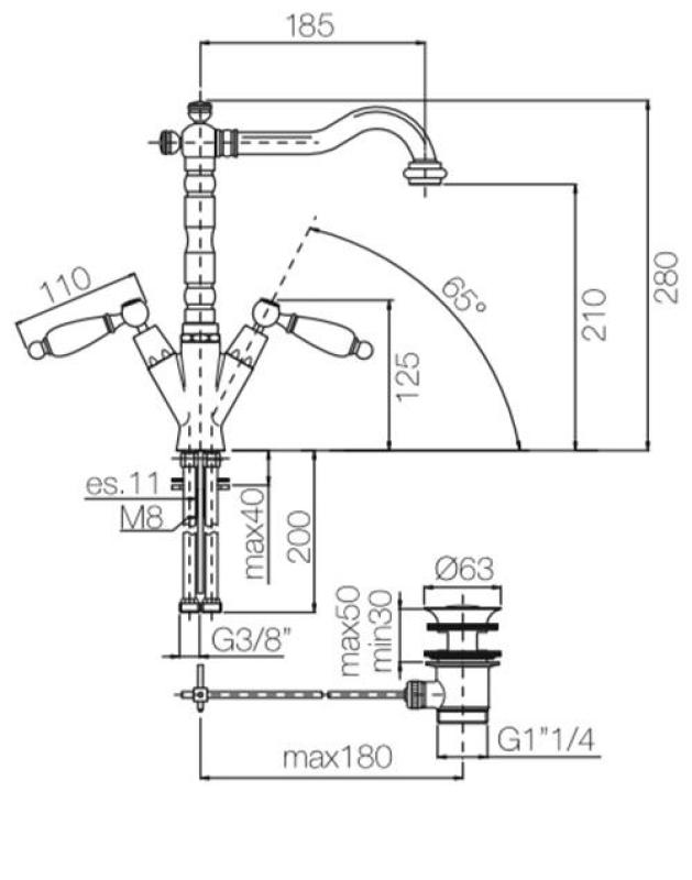 PB classic tap sink faucet White levers spout 18.5 cm Chrome 1208854292