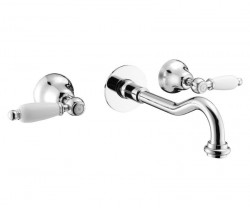 PB classic built-in wall-mounted faucet with white handles, 16 cm spout, Chrome 1208854322