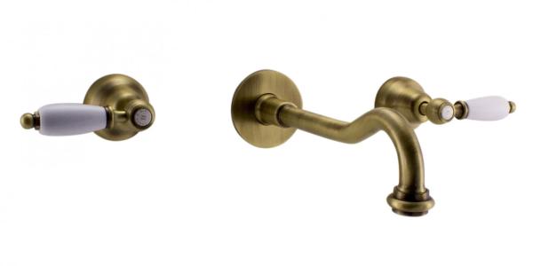 PB classic faucet built-in wall-mounted faucet with white handles 16 cm spout Bronze 1208854332