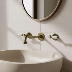 PB classic built-in wall faucet with white handles, 25 cm spout, Bronze 1208854392