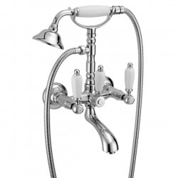 PB Classic faucet surface mounted bath mixer set with white levers Chrome including hand shower 1208854412