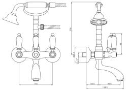 PB Classic faucet surface mounted bath mixer set with white levers Chrome including hand shower 1208854412