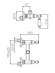 PB classic tap wall-mounted shower faucet with white levers top connection chrome 1208854532