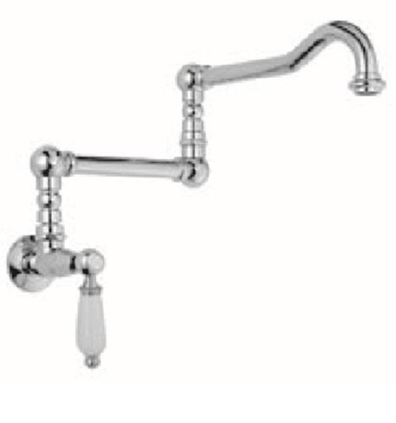 PB classic built-in wall fountain faucet with white handle cold water and long swivel spout chrome 1208854722