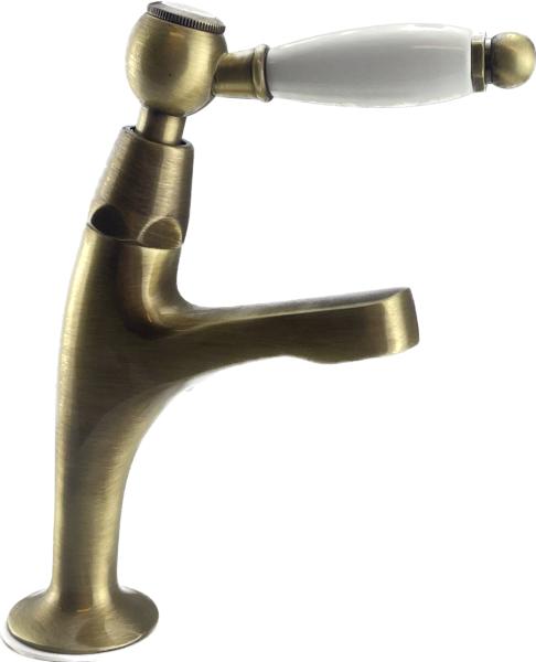 PB Classic washbasin tap with white lever cold water small model bronze 1208854902