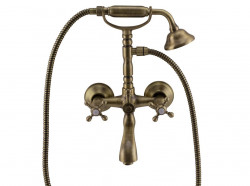 PB Classic tap surface mounted bath mixer set with power knobs Bronze including hand shower 1208855162