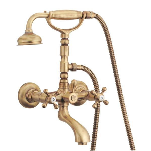 PB Classic tap surface mounted bath mixer set with power knobs Bronze including hand shower 1208855162