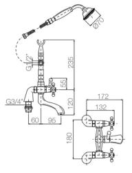 PB classic faucet bath mixer set with power knobs including hand shower Chrome 1208855212