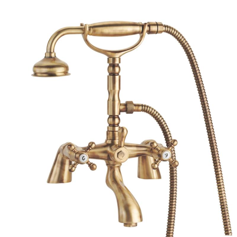 PB classic tap bath rim tap set with star knobs including hand shower Bronze 1208855222