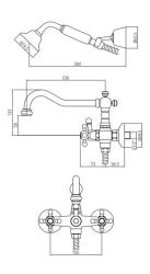 PB Classic faucet surface mounted bath mixer set with power knobs including hand shower Chrome 1208855242