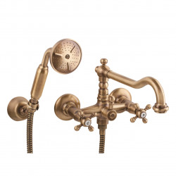 PB Classic tap surface mounted bath mixer set with power knobs including hand shower Bronze 1208855252