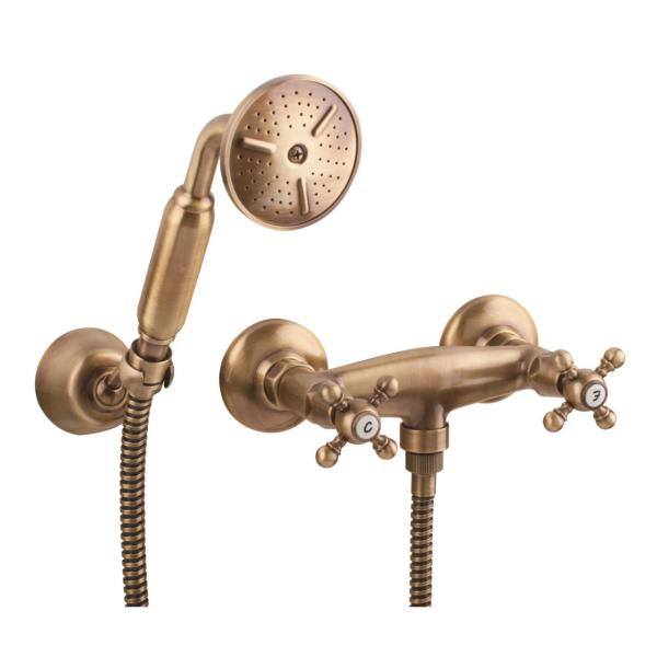 PB classic faucet shower set with star handles including hand shower Bronze 1208855282