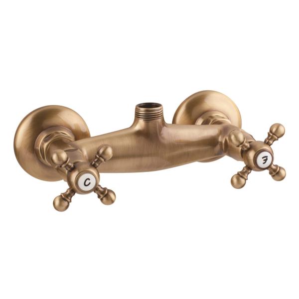 PB classic tap wall-mounted shower faucet with star handles top connection Bronze 1208855312