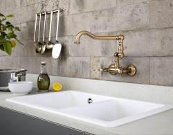 PB classic surface mounted wall tap with star knobs and long swivel spout Bronze 1208855452