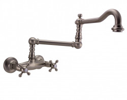 PB classic wall tap with star knobs and long swivel spout stainless steel 1208855462