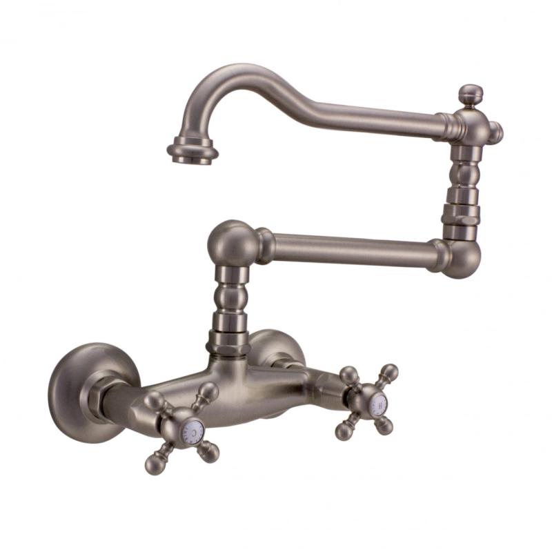 PB classic wall tap with star knobs and long swivel spout stainless steel 1208855462