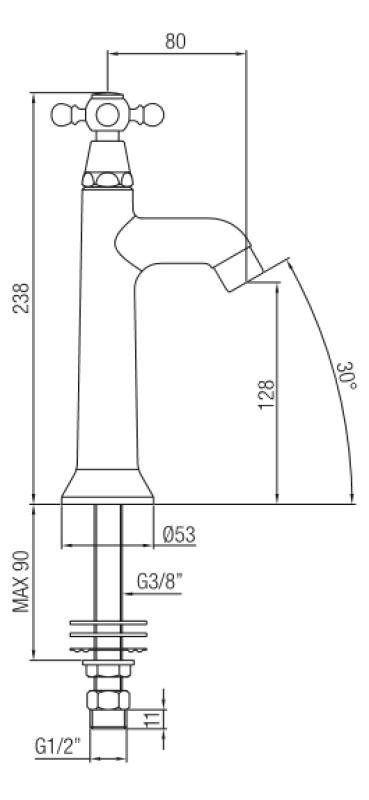 PB classic washbasin tap with star handle cold water chrome 1208855532